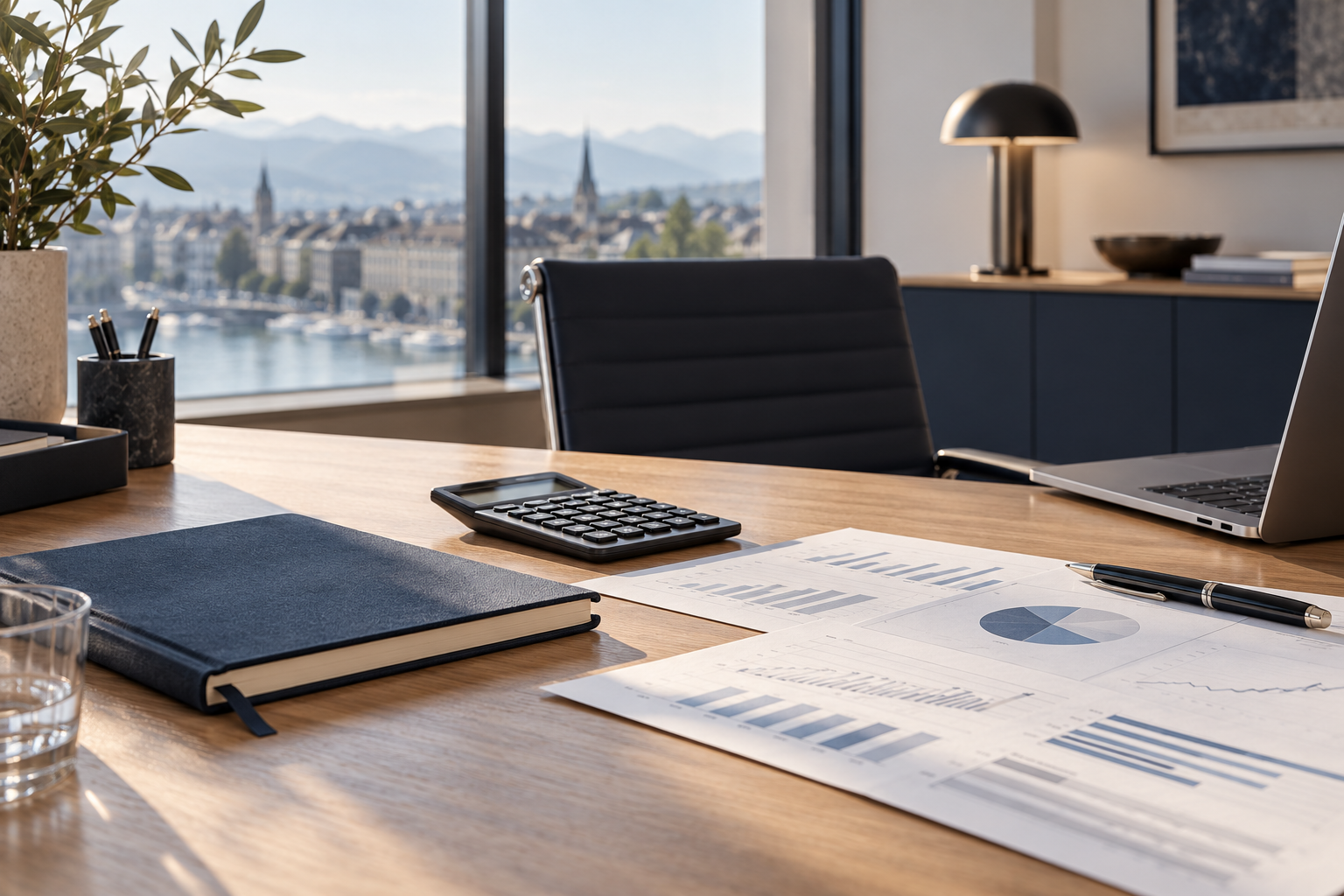 Documents et outils comptables sur un bureau